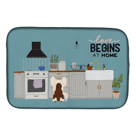 CAROLINES TREASURES 14 x 21 in. Cream Chinese Crested Kitchen Scene Dish Drying Mat CK7817DDM